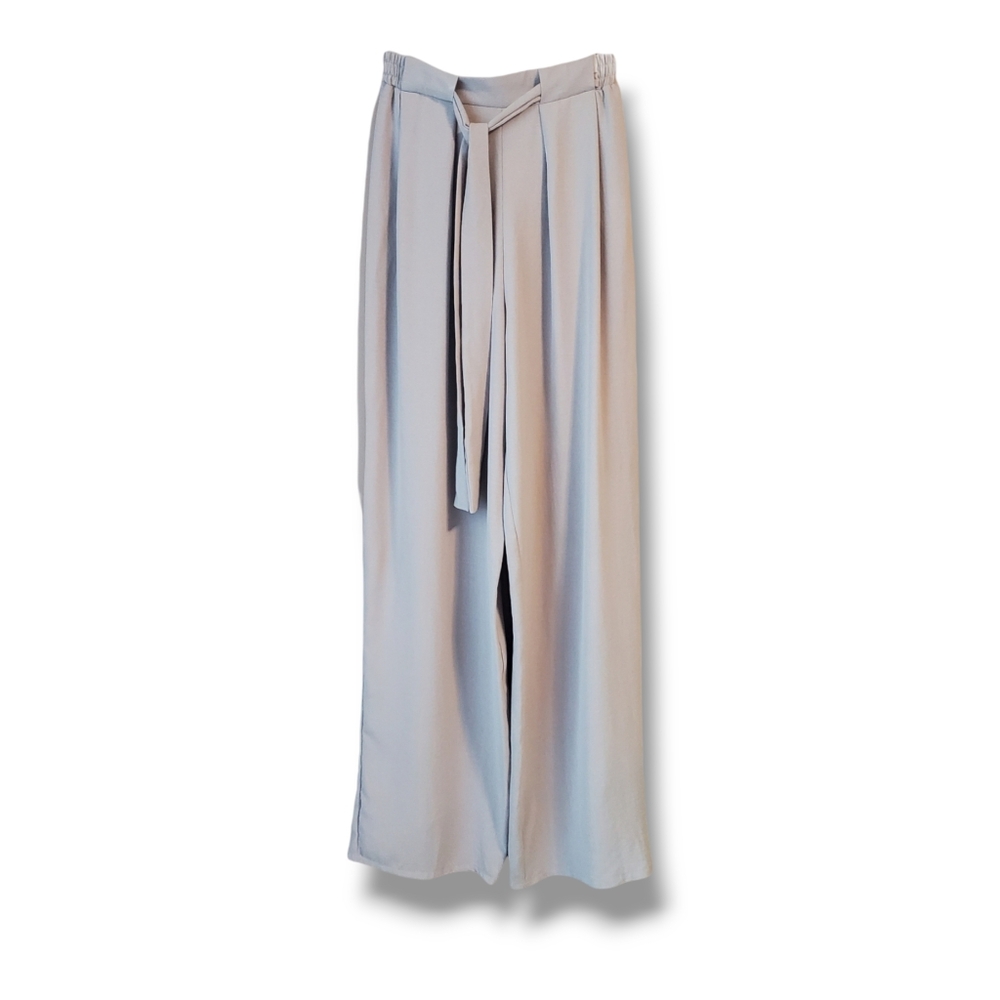 ZARA Tie Up Wide Leg Beige Flowy Pants